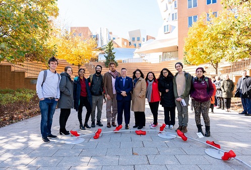 Cambridge Mayor Marc McGovern and MIT Professor Fox Harrell with the Santander and Heading Home teams