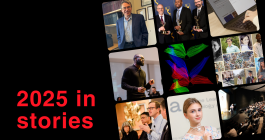 Collage featuring the text "2025 in stories" next to 9 header photos from MIT Open Learning articles.