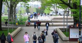 Students on campus at MIT
