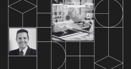 Graphic with headshot photo of João Barros and photo of a tablet with a holigraph displaying charts and graphs.