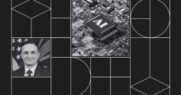 Collage with headshot photo of Nicolas Chaillan and a computer chip labeled AI.