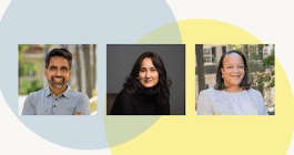 Three headshot photos of Sal Khan, Cynthia Breazeal, and Bridget Terry Long 