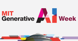 Graphic text says "MIT Generative AI Week" over a photo of the MIT Great Dome.