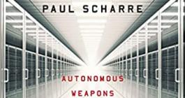 An empty hallway with the text "Paul Scharre" on top and "autonomous weapons" on the bottom.