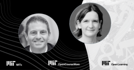 portraits of Esther Duflo and Christopher Capozzola with logos of MIT Open Learning, MIT OpenCourseWare, and MITx