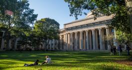 students outside MIT dome