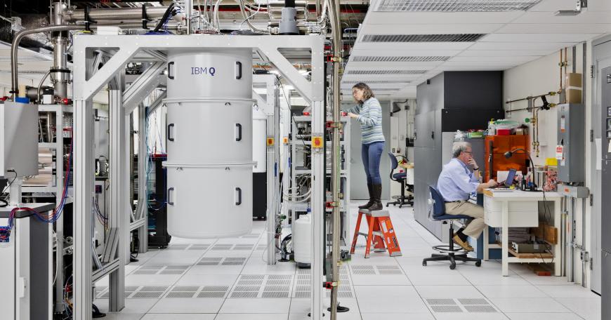 Person tending to IBM Q machine