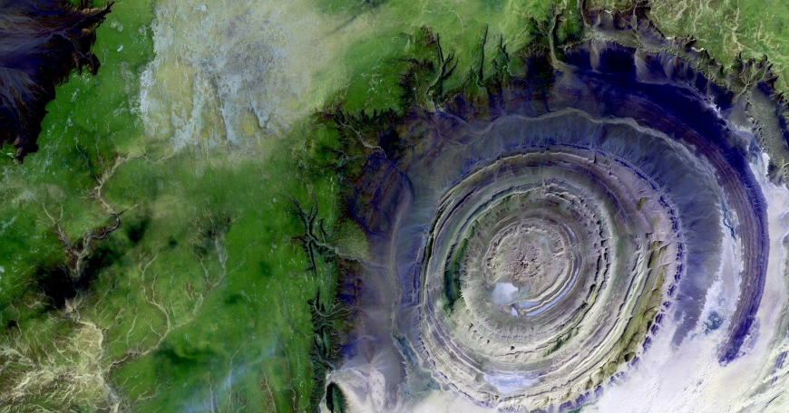 Satellite view of the Earth and ocean.
