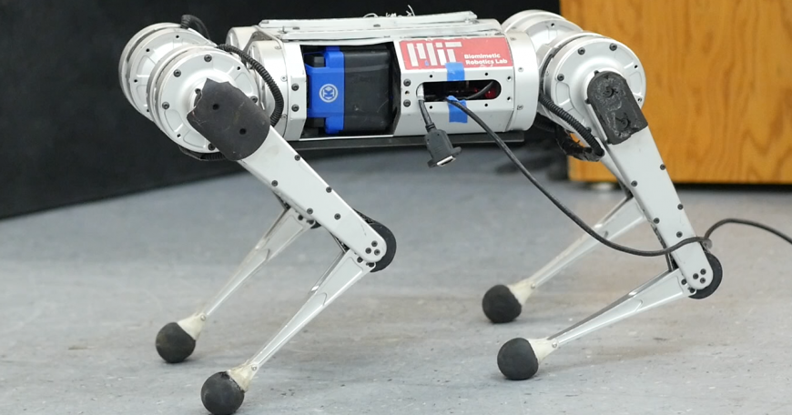 Mini cheetah robot developed by the Improbable AI Lab in MIT CSAIL