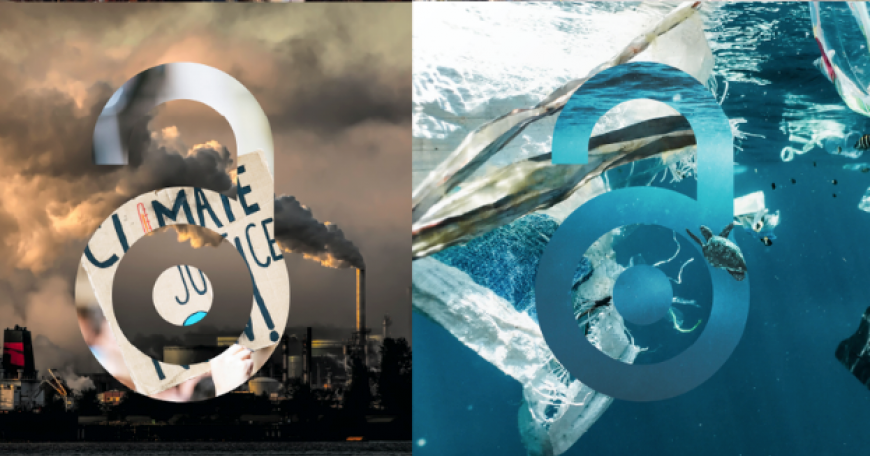 picture of a lock with a factory and ocean in the background 