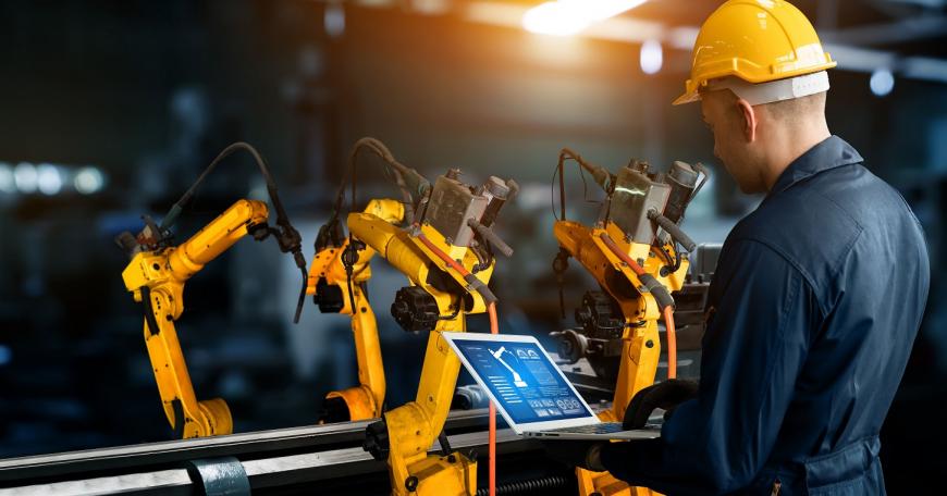engineer working on a machine