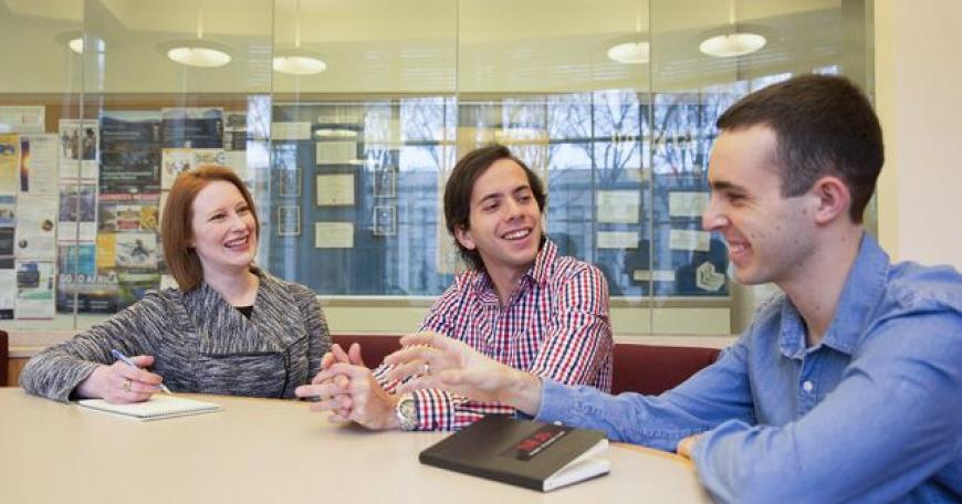 Left to right: Senior Lecturer Dawn Wendell and seniors Gabriel Ginorio and Drew Bent launched the x-terms spring pilot.