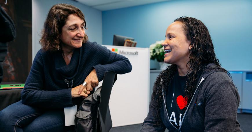 Lara Baladi, lecturer in the MIT Program in Art, Culture and Technology (left), and Noelle LaCharite of Microsoft