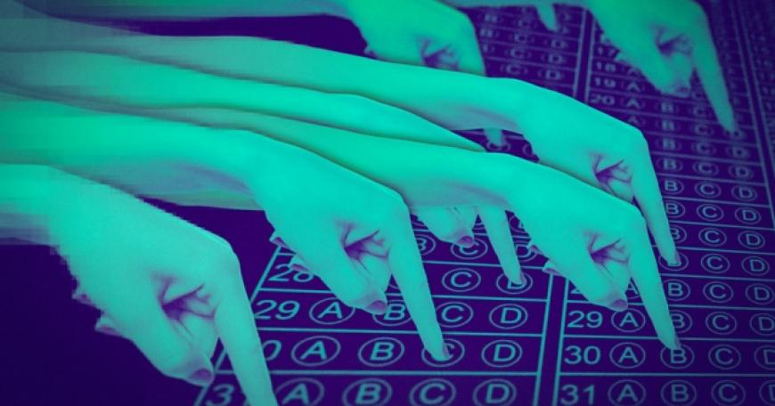 Filling out an answer sheet