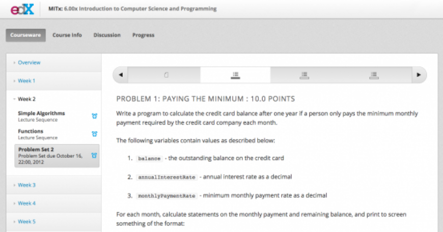 screenshot from an edX course
