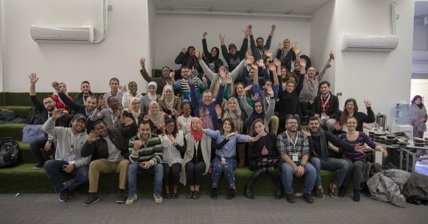 The ReACT computer and data sciences cohort gathered with MIT Open Learning faculty and staff in Amman, Jordan, in 2019.