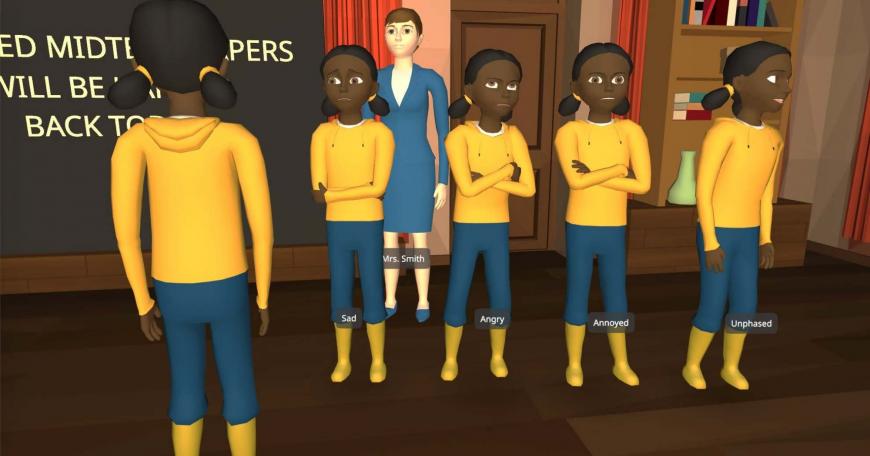 The game “Passage Home” puts the player into the first-person perspective of “Tiffany,” a talented and hard-working Black student who is falsely accused of plagiarism by her white female English teacher, “Mrs. Smith.”