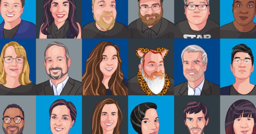 The software quality testing company Ultranauts has embraced a neurodiverse team to provide better services to clients. This image shows various illustrated portraits of Ultranauts team members. 