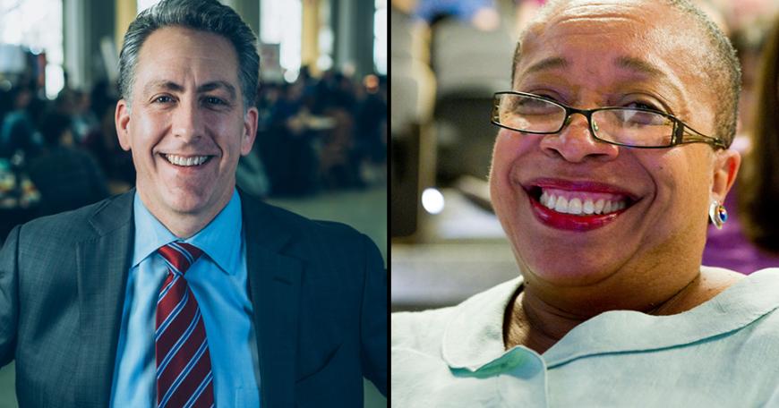Ian Waitz (left), vice chancellor for undergraduate and graduate education, and Blanche Staton, senior associate dean for graduate education in the Office of Graduate Education