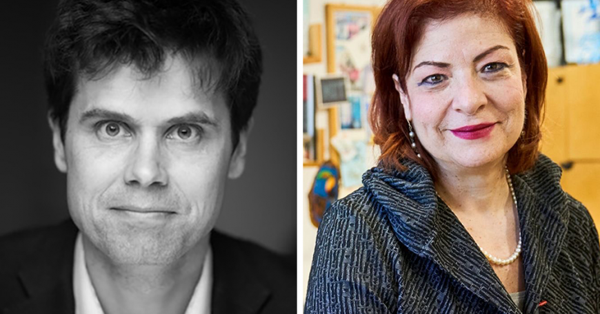 Caspar Hare (left) of the Department of Linguistics and Philosophy and Georgia Perakis (right) of MIT Sloan 