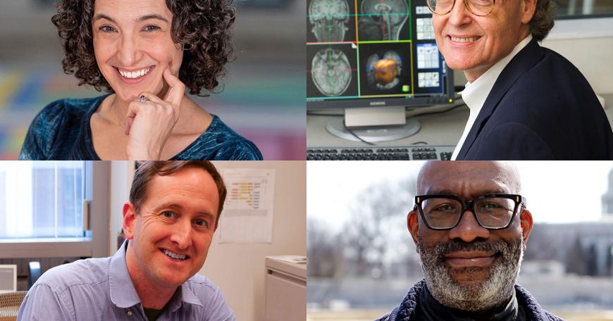 The 2023 MacVicar Faculty Fellows are: (clockwise from top left) Marah Gubar, John Gabrieli, Larry Sass, and Adam C. Martin.