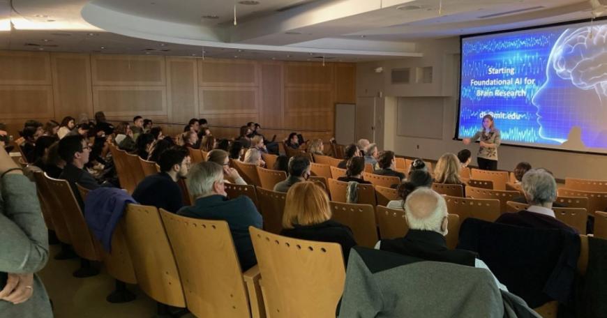 Dina Katabi, the Thuan and Nicole Pham Professor of Electrical Engineering and Computer Science, presented on novel ways to detect Parkinson’s and Alzheimer's diseases at the McGovern Institute’s 2024 Spring Symposium, "Transformational Strategies in Mental Health.” 