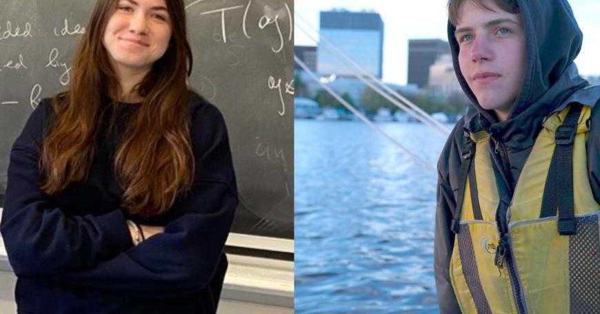 Two-time Yulia’s Dream participants include Sophia Breslavets (left), who appreciates joining a global math community, and Nazar Korniichuk, who is coming to study at MIT in the fall.