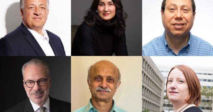 Among the 2024 AAAS Fellows are six current faculty, research staff, and MIT Corporation members. Top row (l-r): Noubar Afeyan, Cynthia Breazeal, and Alan Edelman; bottom row (l-r) Robert Millard, Jagadeesh Moodera, and Noelle Selin.