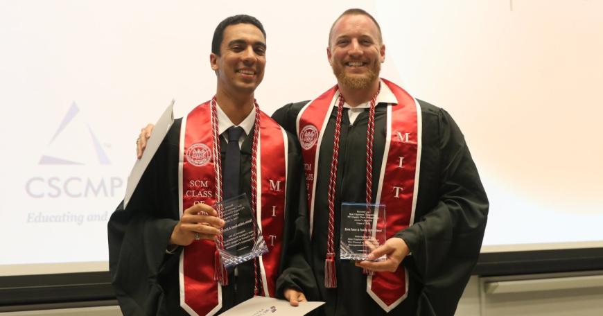 Recent MIT Supply Chain Management students Yassine Lahlou-Kamal MAP ’25 (left) and Kevin Power MAP ’25