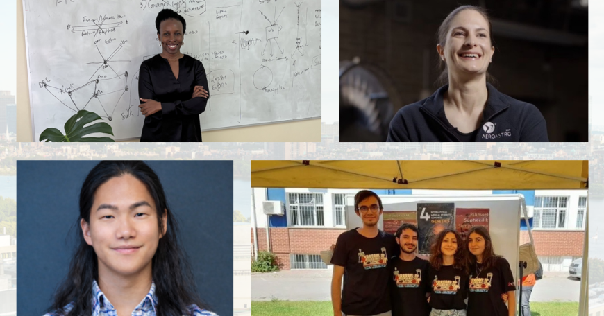 A photo collage of June Odongo; Andrea Henshall; Kyle Lee; Yıldırım Adalıoğlu, Çağan Kaplan, Begüm Tahhan, and Sıla Özkal.