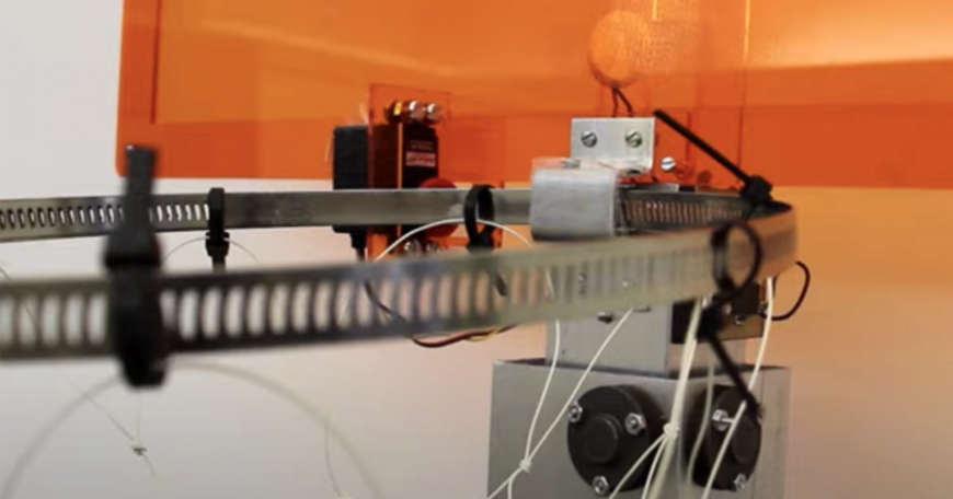 Close-up of adaptive basketball hoop apparatus