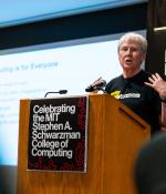 In her keynote address, "Computing Is for Everyone," Harvey Mudd College President Maria Klawe emphasized the importance of attracting more women and underrepresented minorities to computer science and engineering. 

