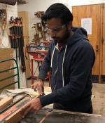 Samip Jain, a graduate student in the Integrated Design and Management program, works on a project in the lab. He has been learning with MIT through open education courses and programs since he was a young high school student. 