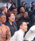 Professor Hazel Sive (front, second from left) visits Tshimologing, a digitial innovation precinct in Johannesburg, South Africa, with some 2019 Global Startup Labs participants.