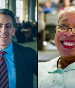 Ian Waitz (left), vice chancellor for undergraduate and graduate education, and Blanche Staton, senior associate dean for graduate education in the Office of Graduate Education