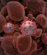 Creative rendition of SARS-COV-2 virus particles