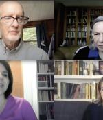 Clockwise from top left: Ben Ross Schneider, Ford International Professor of Political Science at MIT and faculty director for MIT-Chile, hosted a discussion with Sylvia Schmelkes, academic vice-chancellor at the Universidad Iberoamericana; Priscila Cruz, executive president of Todos Pela Educação; and Paula Louzano, dean of the faculty of education at Universidad Diego Portales.