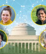A multidisciplinary group of graduate students led an effort to infuse one of MIT’s largest machine learning courses with material related to ethical computing, data and model bias, and fairness in machine learning, as part of the Social and Ethical Responsibilities of Computing initiative. Clockwise from top left: Marion Boulicault, Dheekshita Kumar, Serena Booth, and Rodrigo Ochigame.