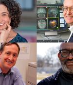 The 2023 MacVicar Faculty Fellows are: (clockwise from top left) Marah Gubar, John Gabrieli, Larry Sass, and Adam C. Martin.