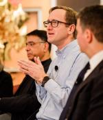 From left to right, MIT panelists Susan Silbey, Amitava "Babi" Mitra, Adam Martin, and Chris Capozzola share their perspectives of the strengths and challenges of an MIT education.